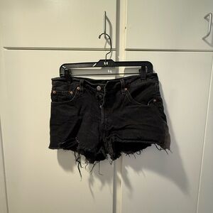 Levi 501 cut off Black Denim Women's Shorts